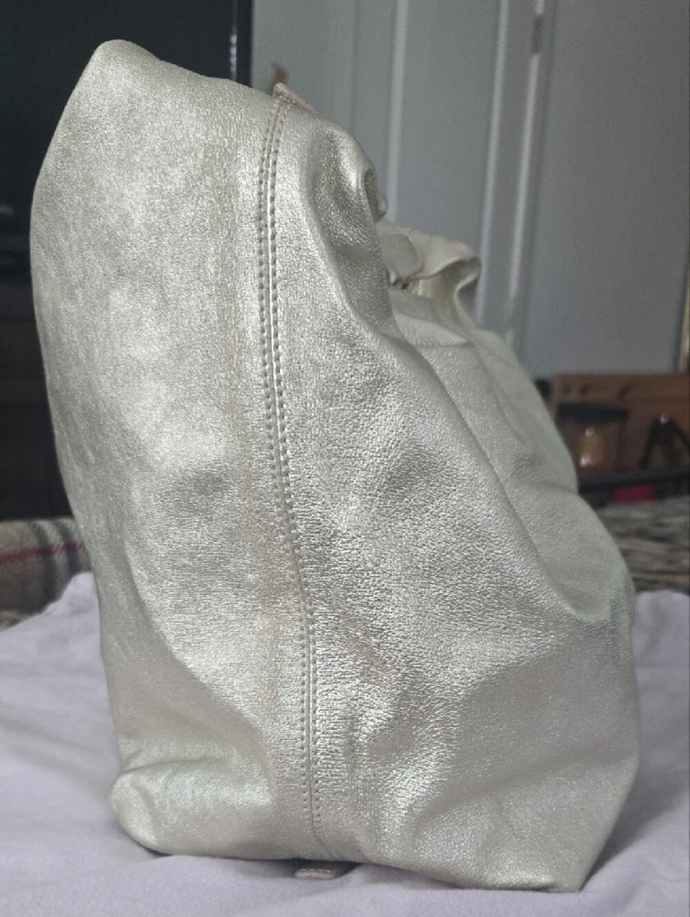 Authentic Jimmy Choo Metallic Gold Leather Hobo Bag